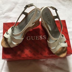 White leather tarissa wedges